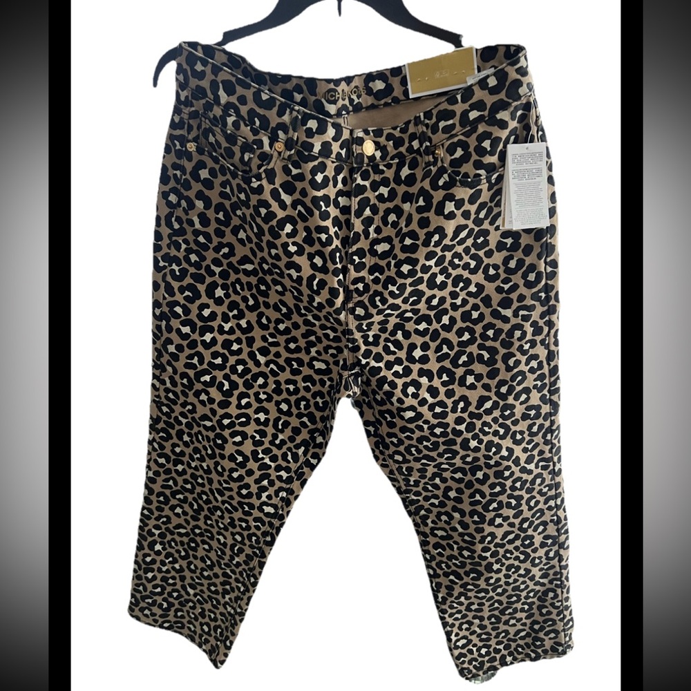 Michael Kors Leopard Print Khaki Selma Jeans Women’s Size 14